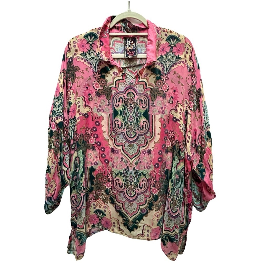 Johnny Was Boho Floral Silk Blend Blouse | Style C17024A6